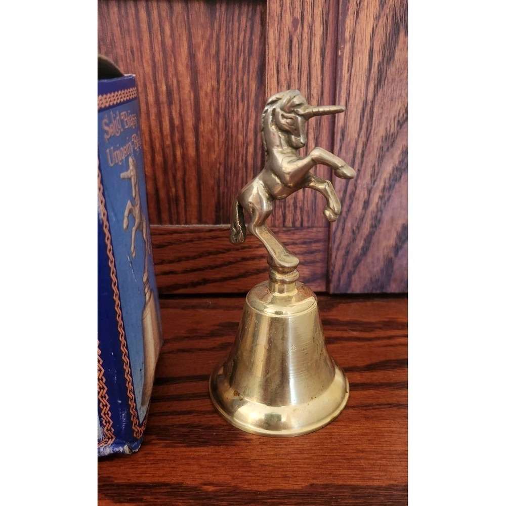 Vintage Solid Brass Unicorn Bell With Original Box‎ Made In Taiwan - Picture 3 of 5